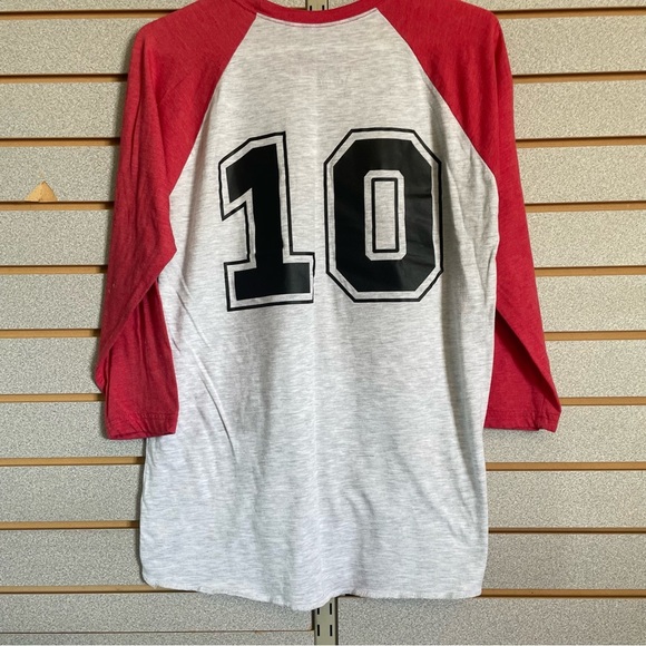 Baseball Season Gray Red Raglan 3/4 Tee Medium #10 - Picture 2 of 3